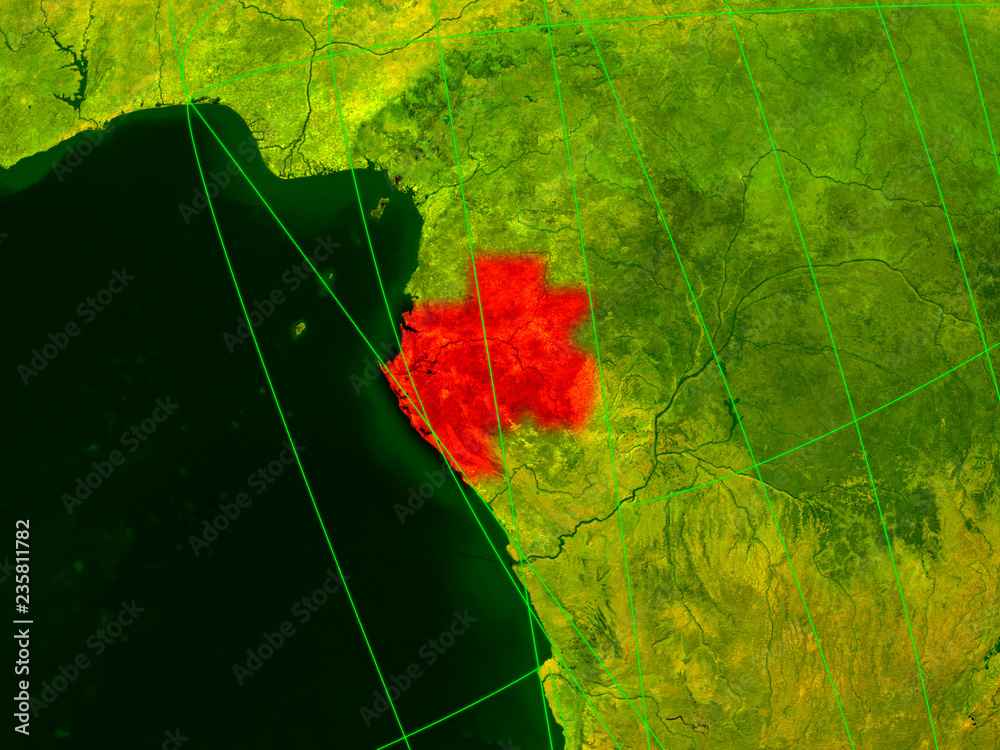 Fototapeta premium Gabon on digital map with networks. Concept of international travel, communication and technology.