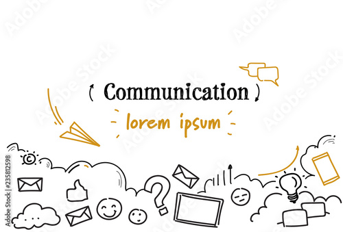 business social media communication concept sketch doodle horizontal isolated copy space