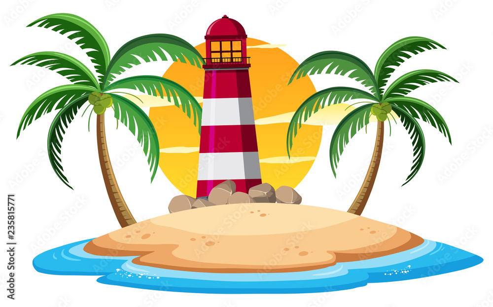 Obraz premium Isolated island on white background