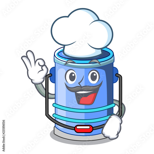 Chef cylinder bucket Isometric of for mascot