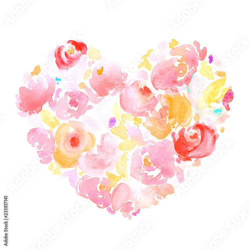 Watercolor Floral Hearts