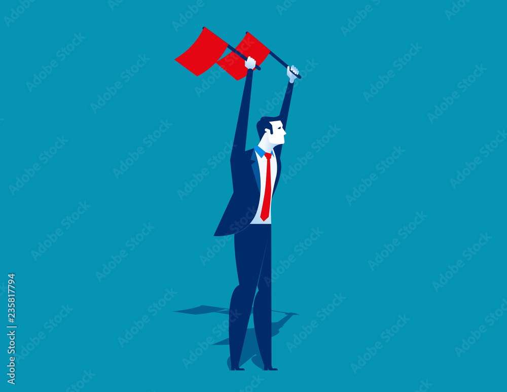Businessman waving the flags. Concept business vector illustration. Flat design style. Businessman waving the flags. Concept business vector illustration. Flat design style.