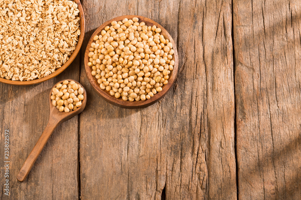 Crushed soybeans - Glycine max. Top view Crushed soybeans - Glycine max. Top view