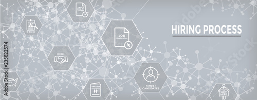 New Employee Hiring Process icon set and Web Header Banner