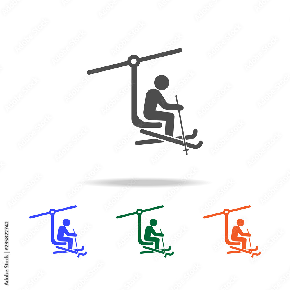 ski lift with man icon. Elements of Christmas holidays in multi colored icons. Premium quality graphic design icon. Simple icon for websites, web design, mobile app ski lift with man icon. Elements of Christmas holidays in multi colored icons. Premium quality graphic design icon. Simple icon for websites, web design, mobile app