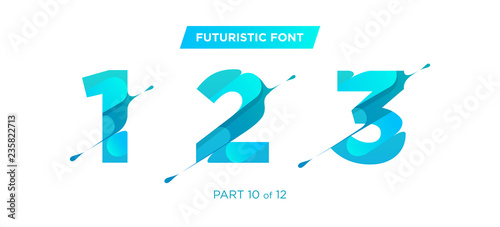 Vector Unique Futuristic Numbers. Decorative Headline Typeface. Trendy Paper Cut Style. Clean Geometric Shape. Gradient Font for Advertising, Unique Marketing Materials, Creative Promotion Poster.