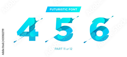 Vector Unique Futuristic Numbers. Decorative Headline Typeface. Trendy Paper Cut Style. Clean Geometric Shape. Gradient Font for Advertising, Unique Marketing Materials, Creative Promotion Poster.