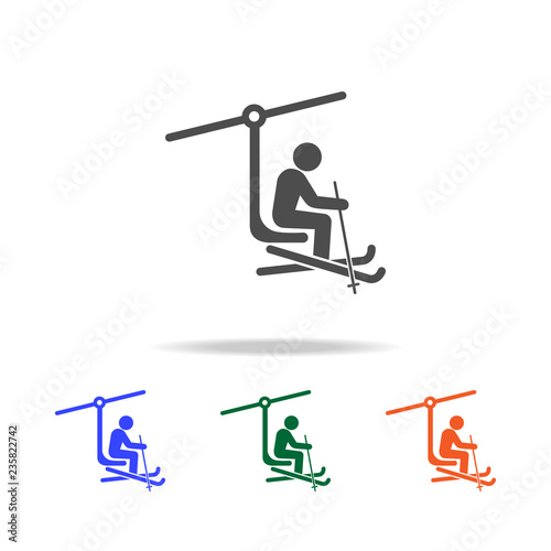 ski lift with man icon. Elements of Christmas holidays in multi colored icons. Premium quality graphic design icon. Simple icon for websites, web design, mobile app