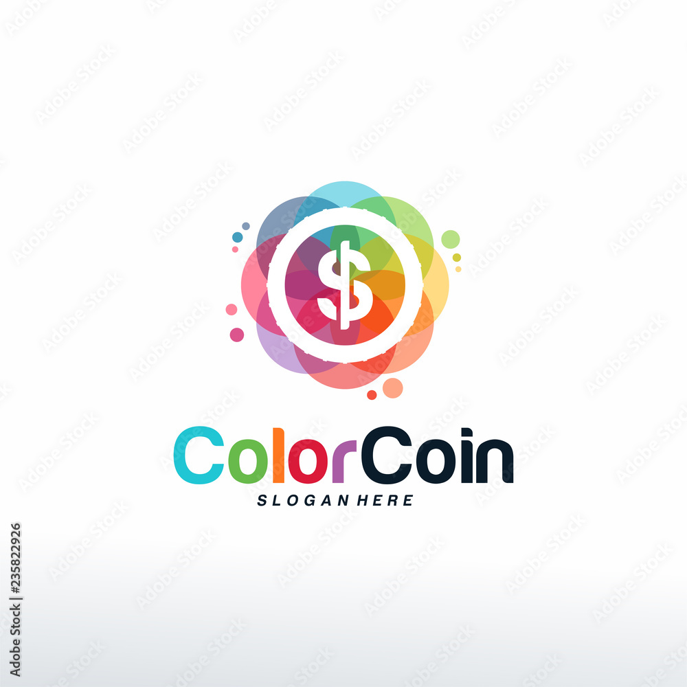 Colorful Finance logo vector, Dollar coin logo designs template, design