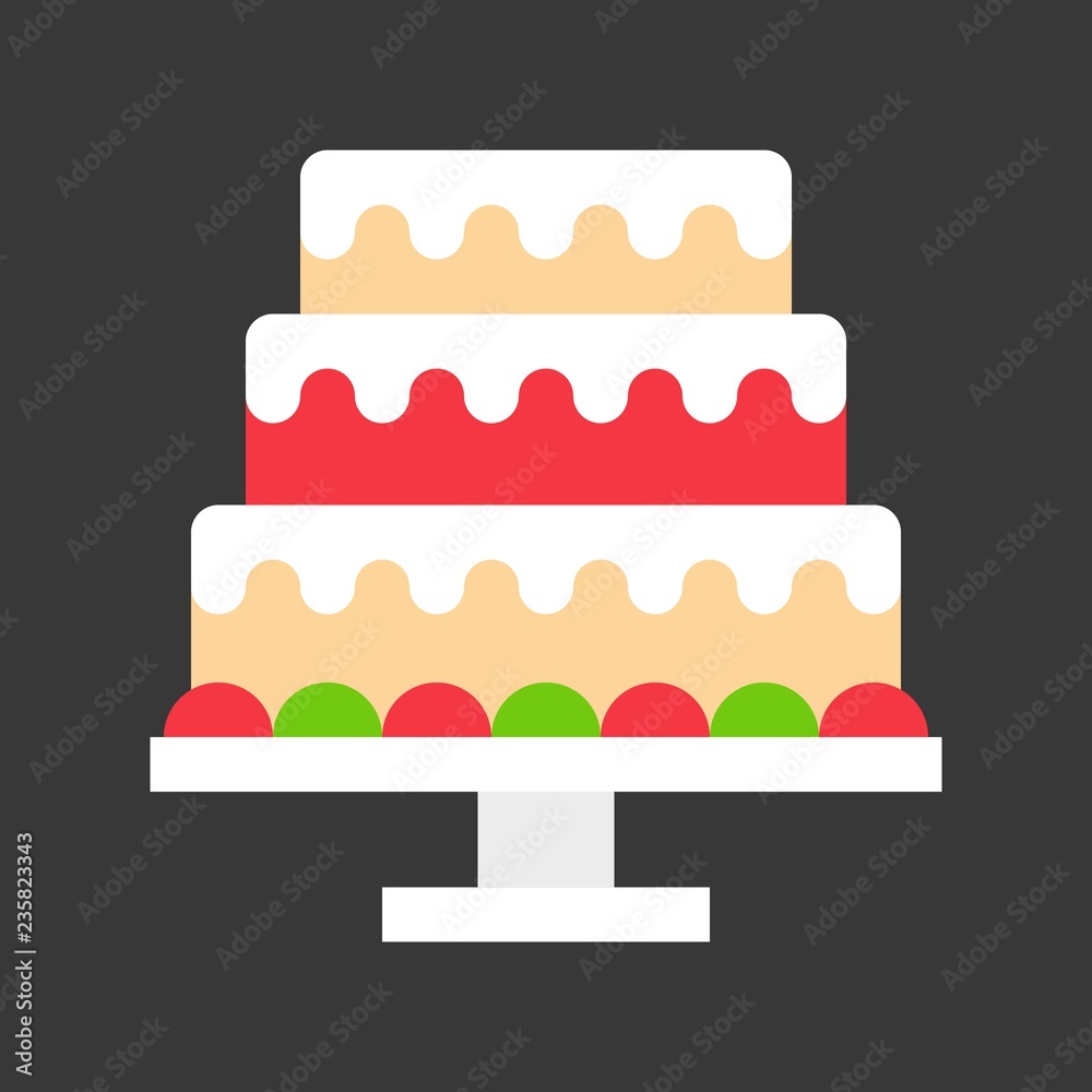 christmas theme cake for party icon. flat design vector christmas theme cake for party icon. flat design vector