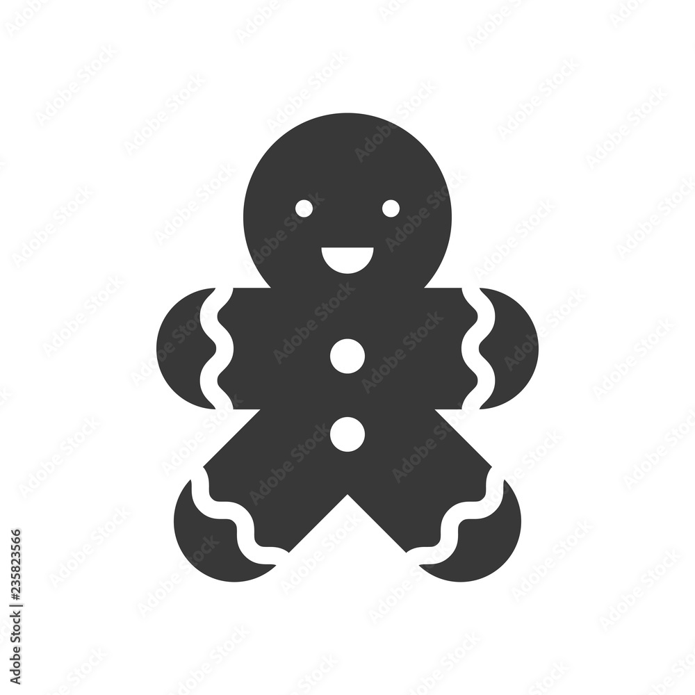 gingerbreadman icon, christmas food set. solid style gingerbreadman icon, christmas food set. solid style