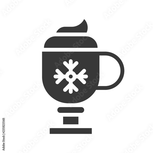 Christmas drink with whipped cream solid icon