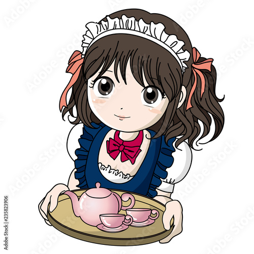メイド喫茶・女の子とティーポット