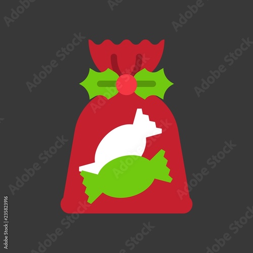 candy sweets in bag xmas theme icon