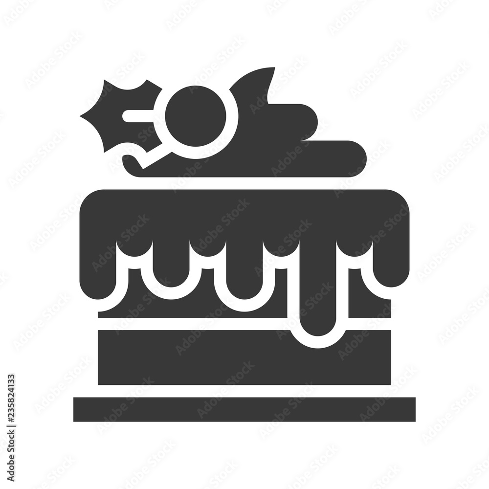 christmas layered cake icon decoration with mistletoe christmas layered cake icon decoration with mistletoe