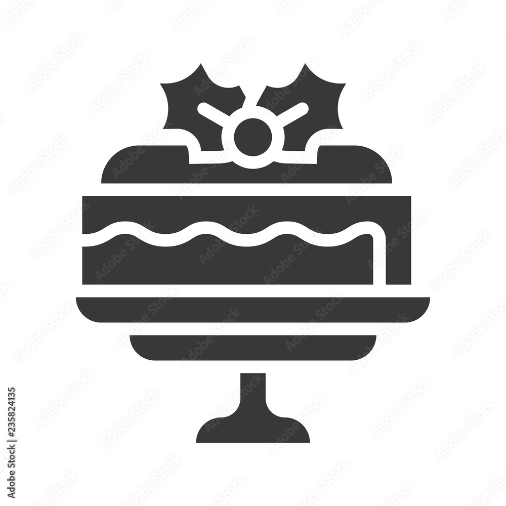christmas layered cake icon decoration with mistletoe christmas layered cake icon decoration with mistletoe