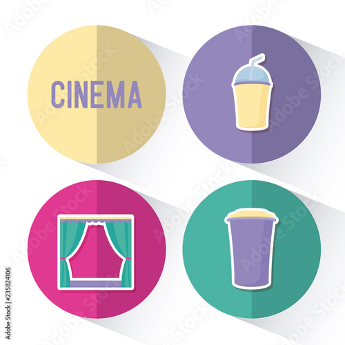 curtain of cinema with bottles of drink