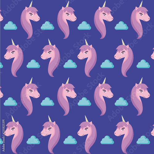 head cute unicorn of fairy tale pattern