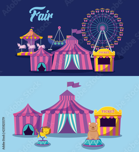 set circus tent and icons