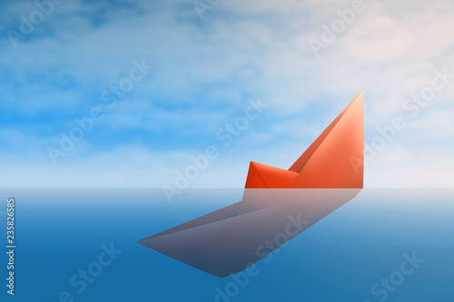 Fotografie illustration of paper sinking ship,help,accident