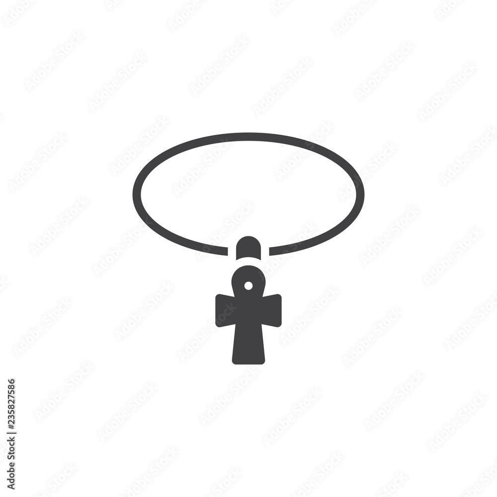 Necklace with cross pendant vector icon. filled flat sign for mobile concept and web design. Holy cross jewelry simple solid icon. Symbol, logo illustration. Pixel perfect vector graphics Necklace with cross pendant vector icon. filled flat sign for mobile concept and web design. Holy cross jewelry simple solid icon. Symbol, logo illustration. Pixel perfect vector graphics
