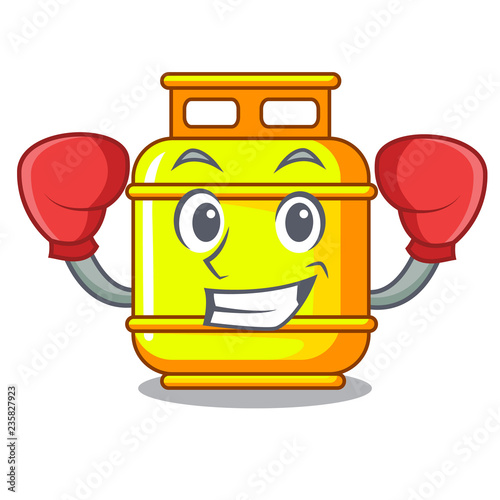 Boxing flammable gas tank on cartoon the