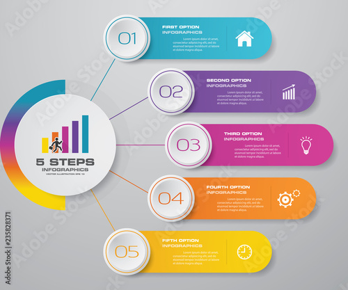 5 steps infographics element template chart for presentation.