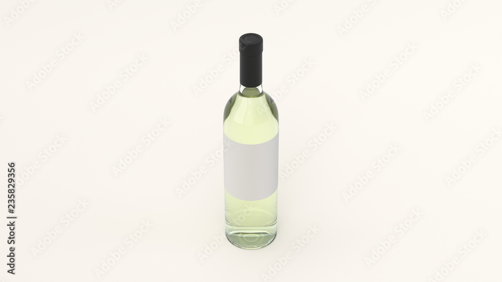 Mockup for bottle of white wine with blank label