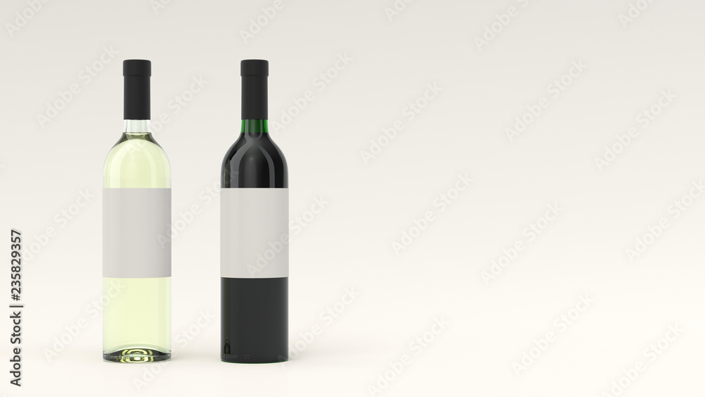 Mockup for two bottles of red and white wine