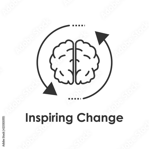 brain, arrow, inspiring change icon with name