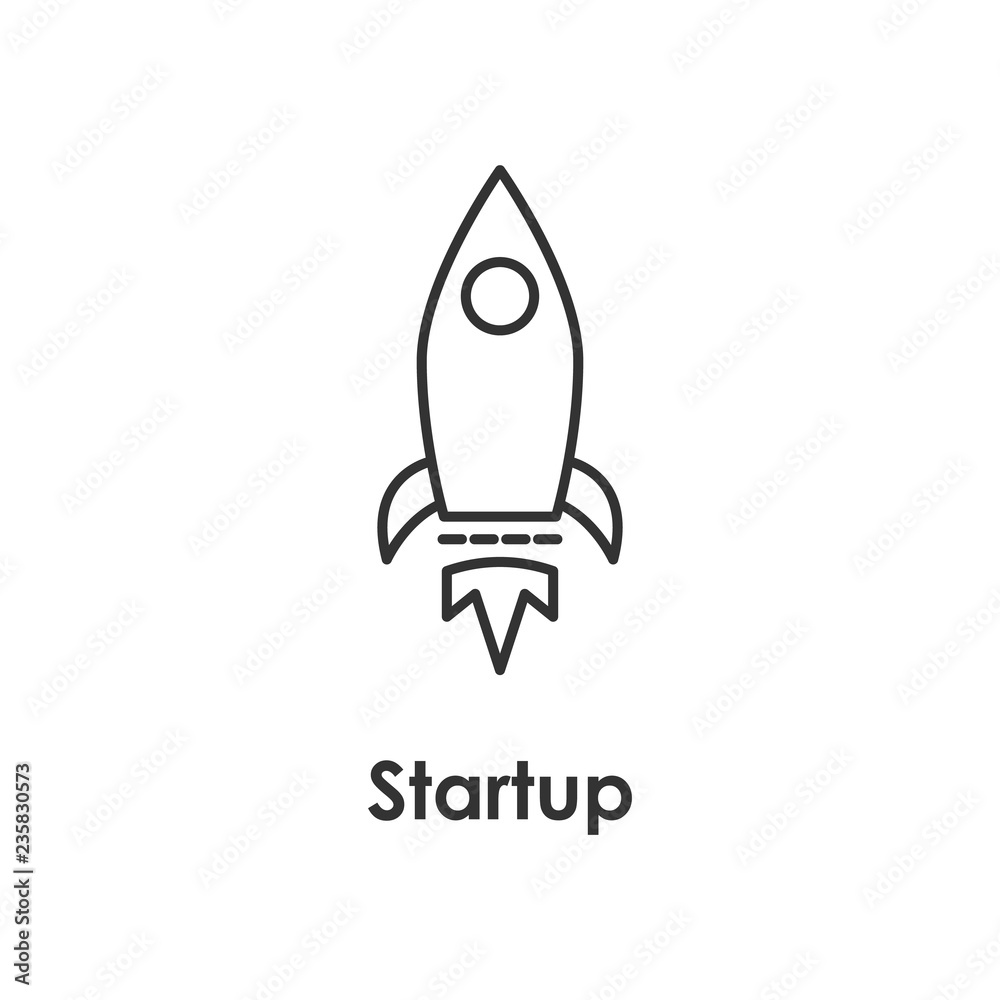 rocket, startup icon with name