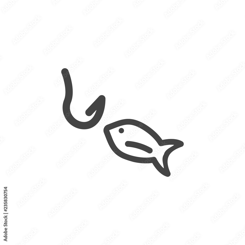 Fototapeta premium fish, hook icon. Element of business plannin icon. Glyph icon for website design and development, app development. Premium icon