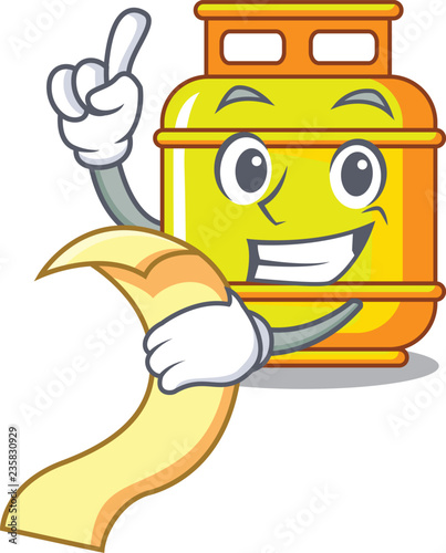 With menu creative in gas cartoon tank container