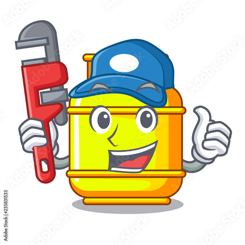 Plumber gas tank cylinder Isolated on mascot