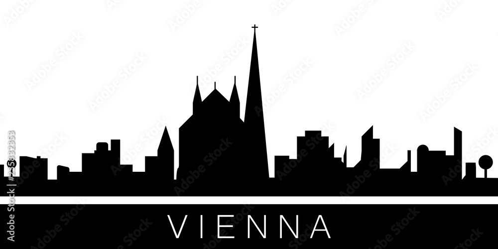 Vienna detailed skyline. Vector postcard illustration