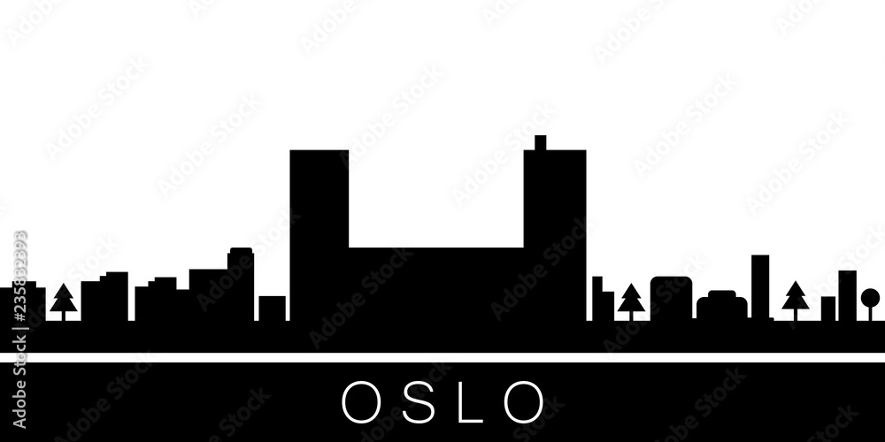 Oslo detailed skyline. Vector postcard illustration