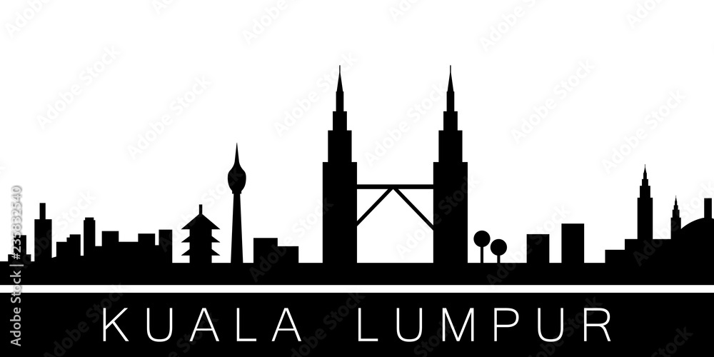 Kuala Lumpur detailed skyline. Vector postcard illustration