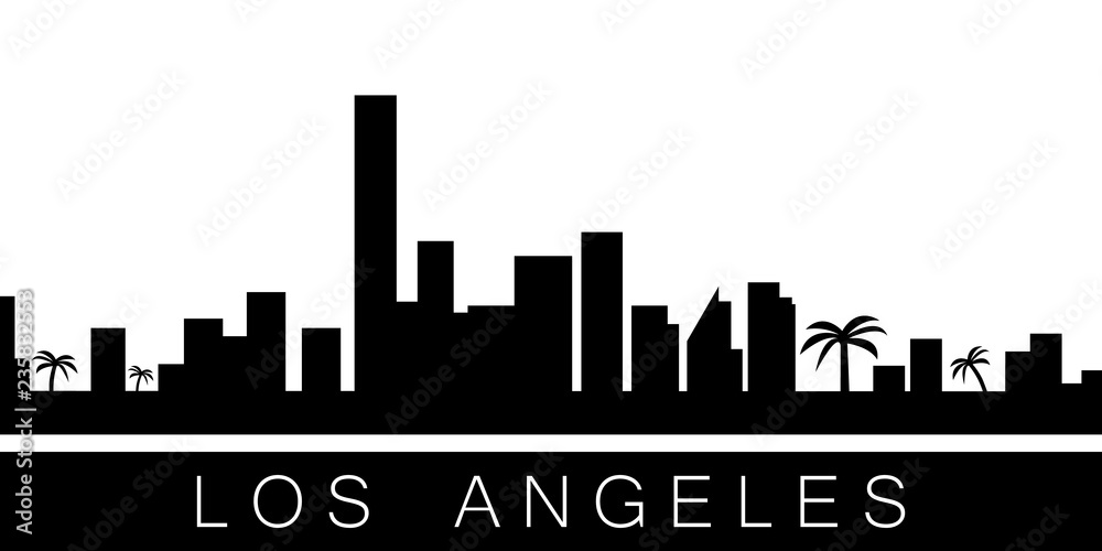 Los Angeles detailed skyline. Vector postcard illustration