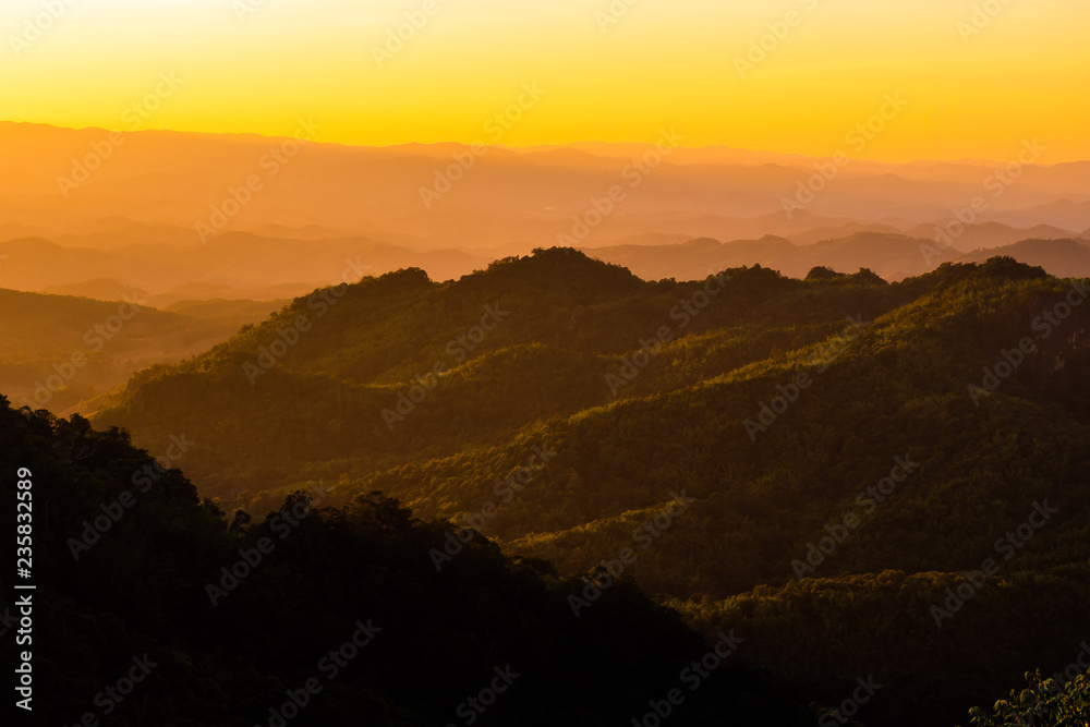  landscape Mountain with sunset  in  Nan Thailand