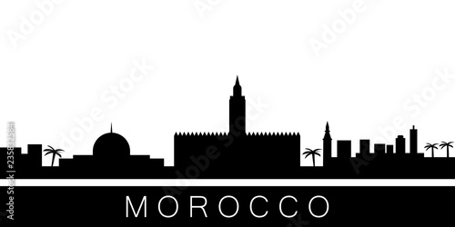 Morocco detailed skyline. Vector postcard illustration