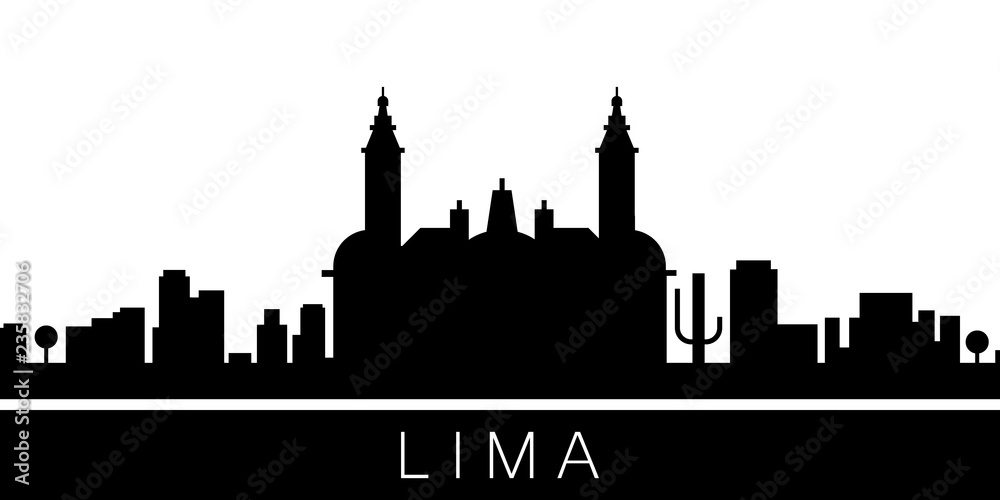 Fototapeta Lima detailed skyline. Vector postcard illustration