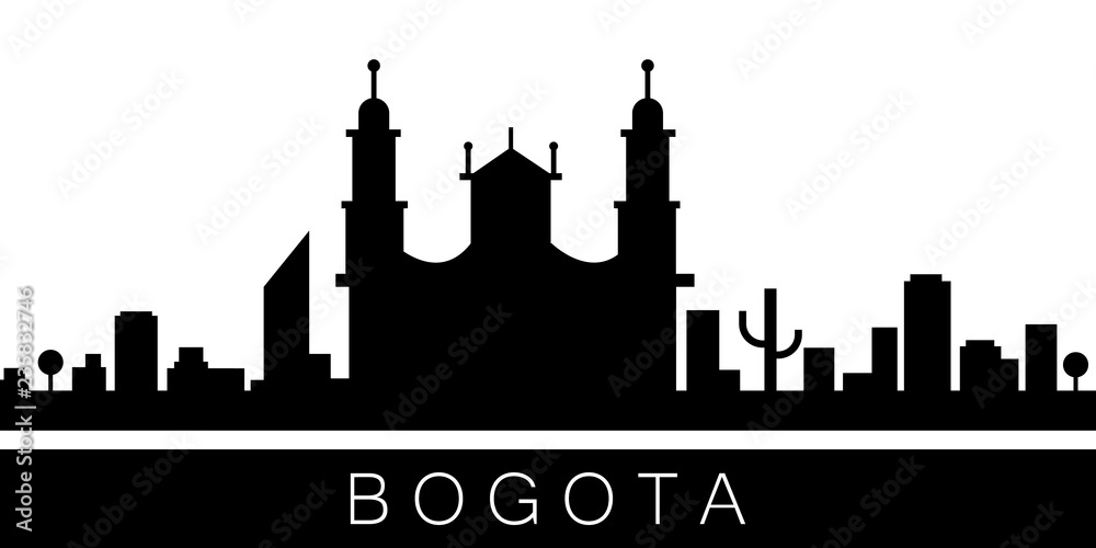 Bogota detailed skyline. Vector postcard illustration