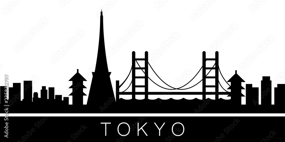 Tokyo detailed skyline. Vector postcard illustration