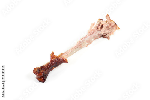 chicken bone after eating , isolated on a white background.
