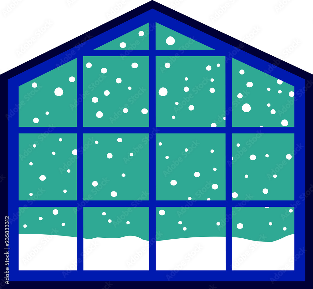Fototapeta premium Wnter Snowfall Simple noon window