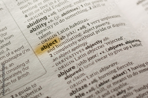 Obraz na płótnie The word or phrase Abject in a dictionary.