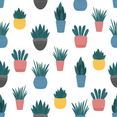 Keuken achterwand Planten in pot patronen Scandinavische kamerplanten in keramieken potten  © creative_jen
