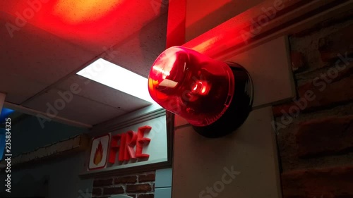A shot of a fire alarm going off