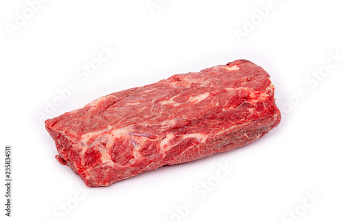 Piece of fresh raw horse meat isolated on white background