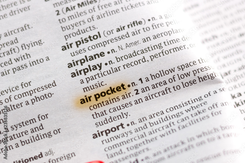 The word or phrase Air Pocket in a dictionary. The word or phrase Air Pocket in a dictionary.